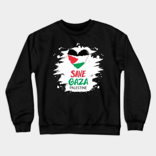 Slogan Save Palestine. Crewneck Sweatshirt